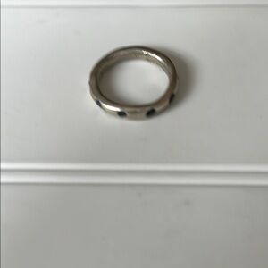 SS Matte Ring w sapphires size 6